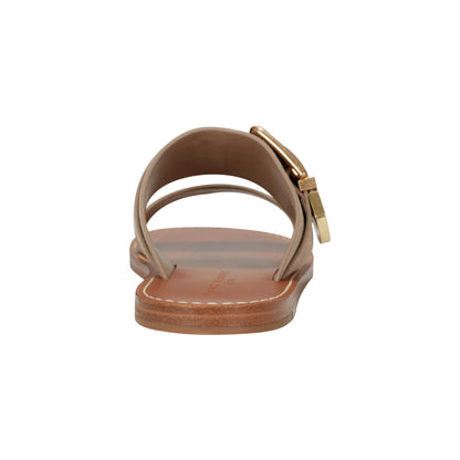 Hallyn Leather Flat Slide Sandal - Taupe Suede | Marc Fisher