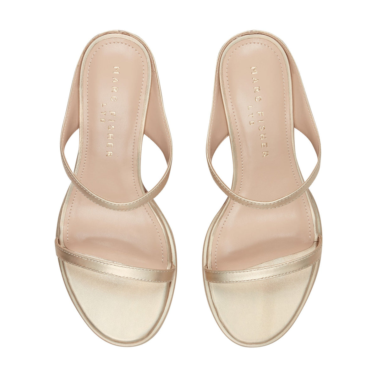 Alonde Leather Heeled Slide Sandal - Platino Leather | Marc Fisher
