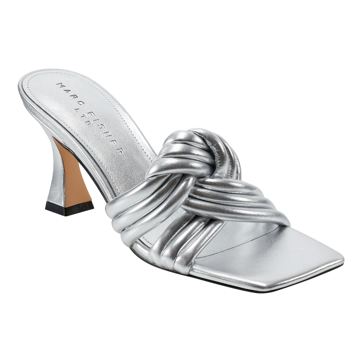 Dru Knotted Leather Slide Sandal - Silver Leather | Marc Fisher