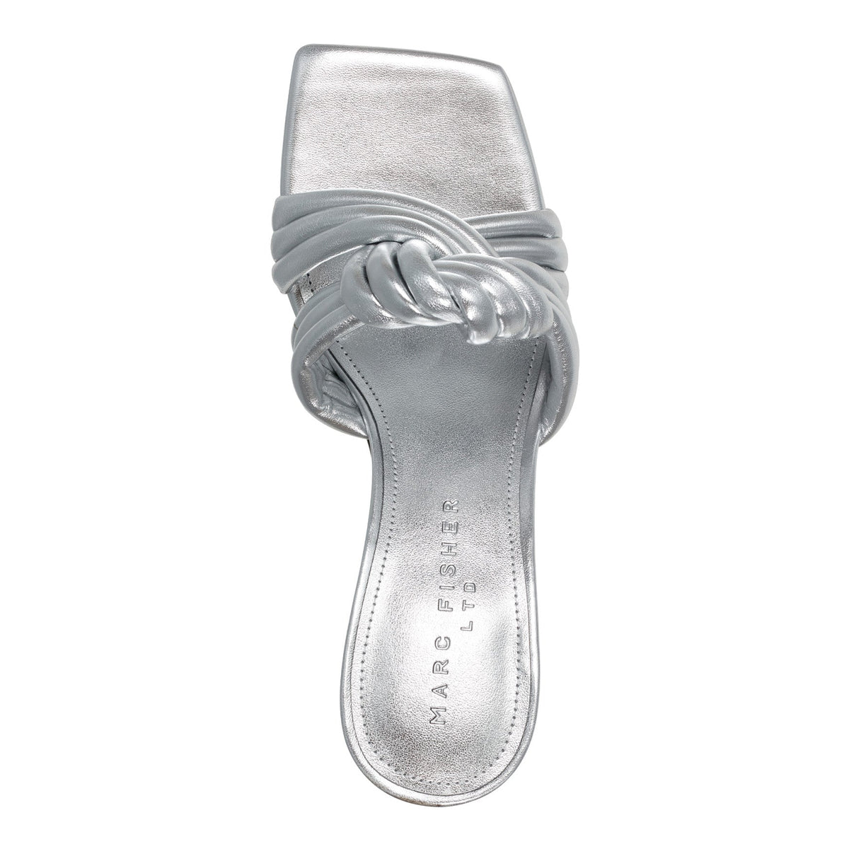 Dru Knotted Leather Slide Sandal - Silver Leather | Marc Fisher