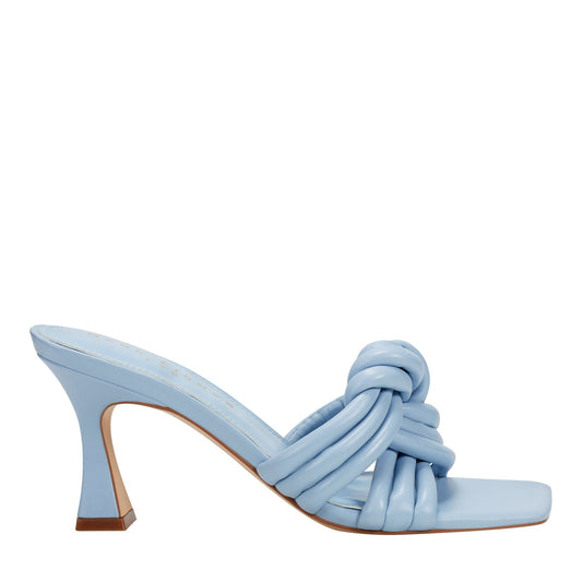 Dru Knotted Leather Slide Sandal - Light Blue Leather | Marc Fisher