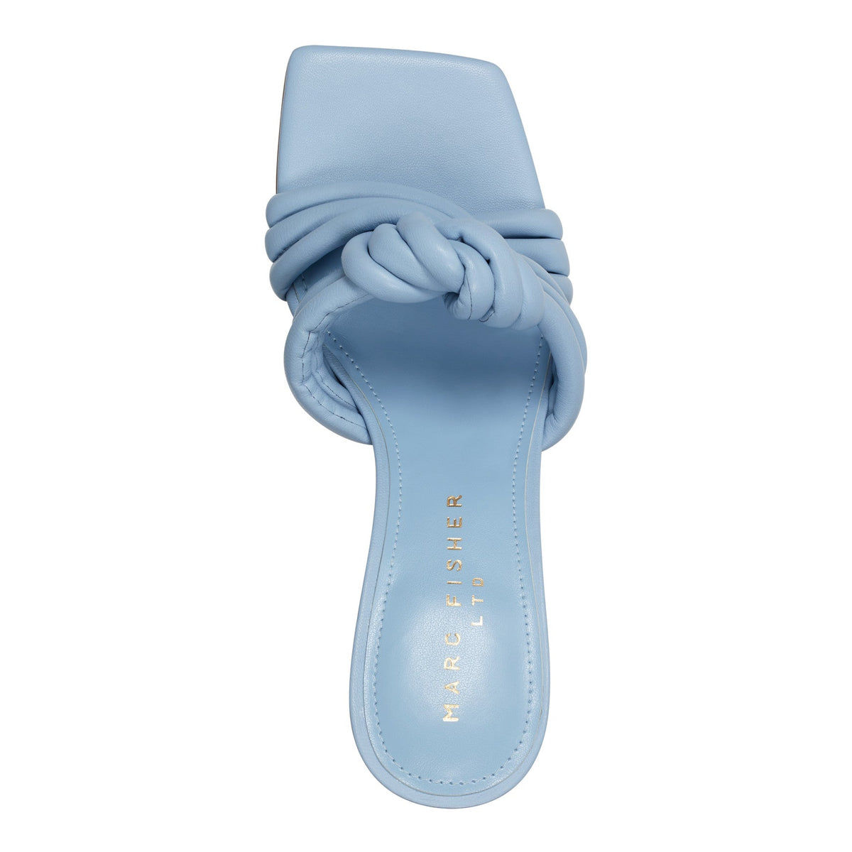 Dru Knotted Leather Slide Sandal - Light Blue Leather | Marc Fisher