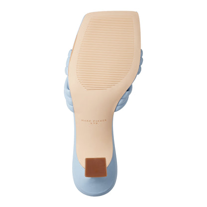 Dru Knotted Leather Slide Sandal - Light Blue Leather | Marc Fisher
