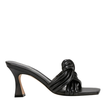 Dru Knotted Leather Slide Sandal - Black Leather | Marc Fisher