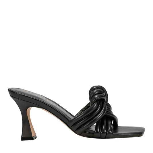 Dru Knotted Leather Slide Sandal - Black Leather | Marc Fisher