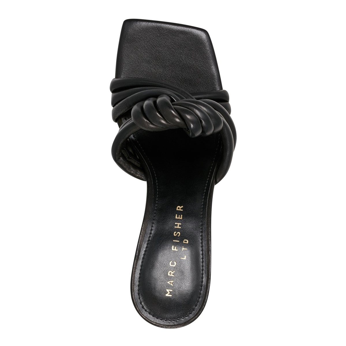 Dru Knotted Leather Slide Sandal - Black Leather | Marc Fisher