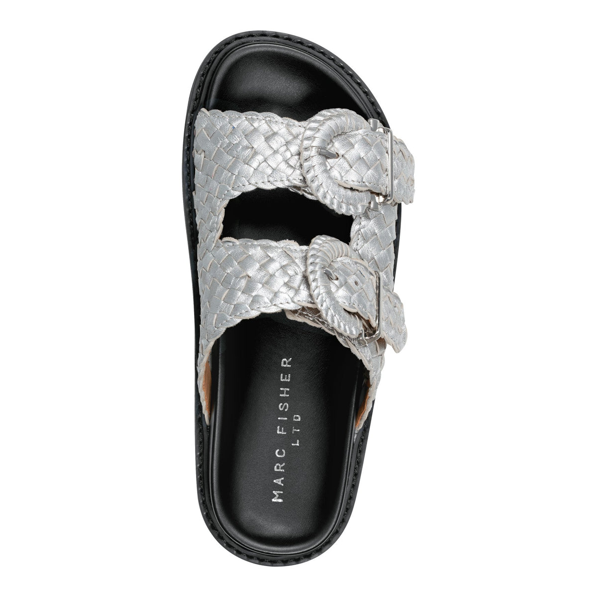 Auggie Woven Leather Footbed Sandal - Silver Leather | Marc Fisher