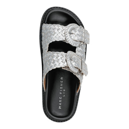 Auggie Woven Leather Footbed Sandal - Silver Leather | Marc Fisher