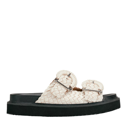 Auggie Woven Leather Footbed Sandal - White Leather | Marc Fisher