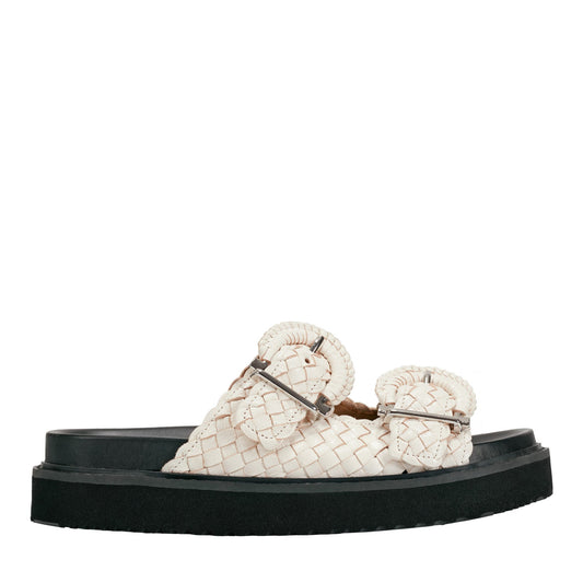 Auggie Woven Leather Footbed Sandal - White Leather | Marc Fisher
