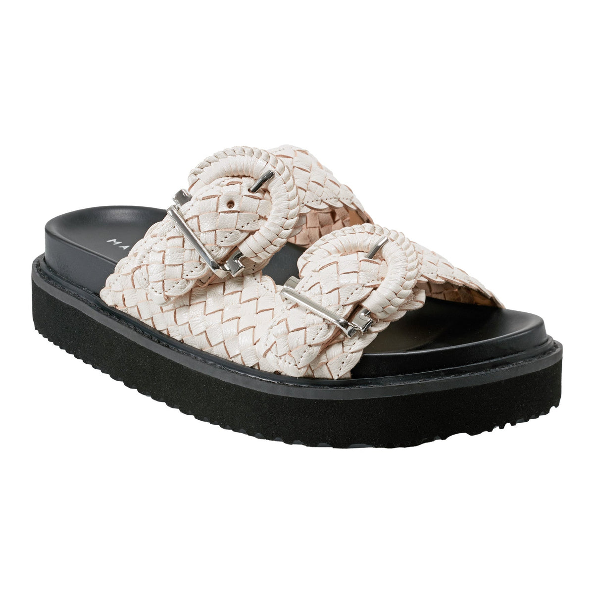 Auggie Woven Leather Footbed Sandal - White Leather | Marc Fisher