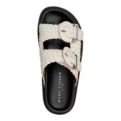 Auggie Woven Leather Footbed Sandal - White Leather | Marc Fisher
