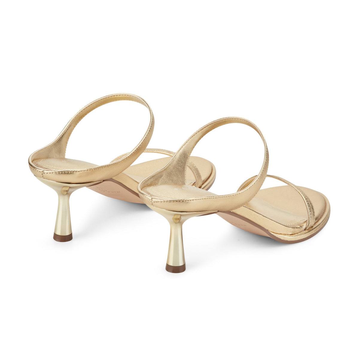 Alonde Leather Heeled Slide Sandal - Gold Leather | Marc Fisher