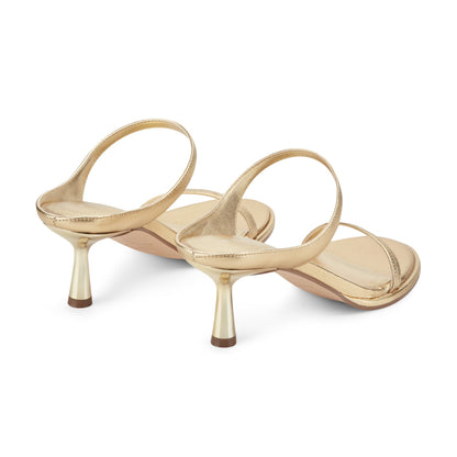 Alonde Leather Heeled Slide Sandal - Gold Leather | Marc Fisher