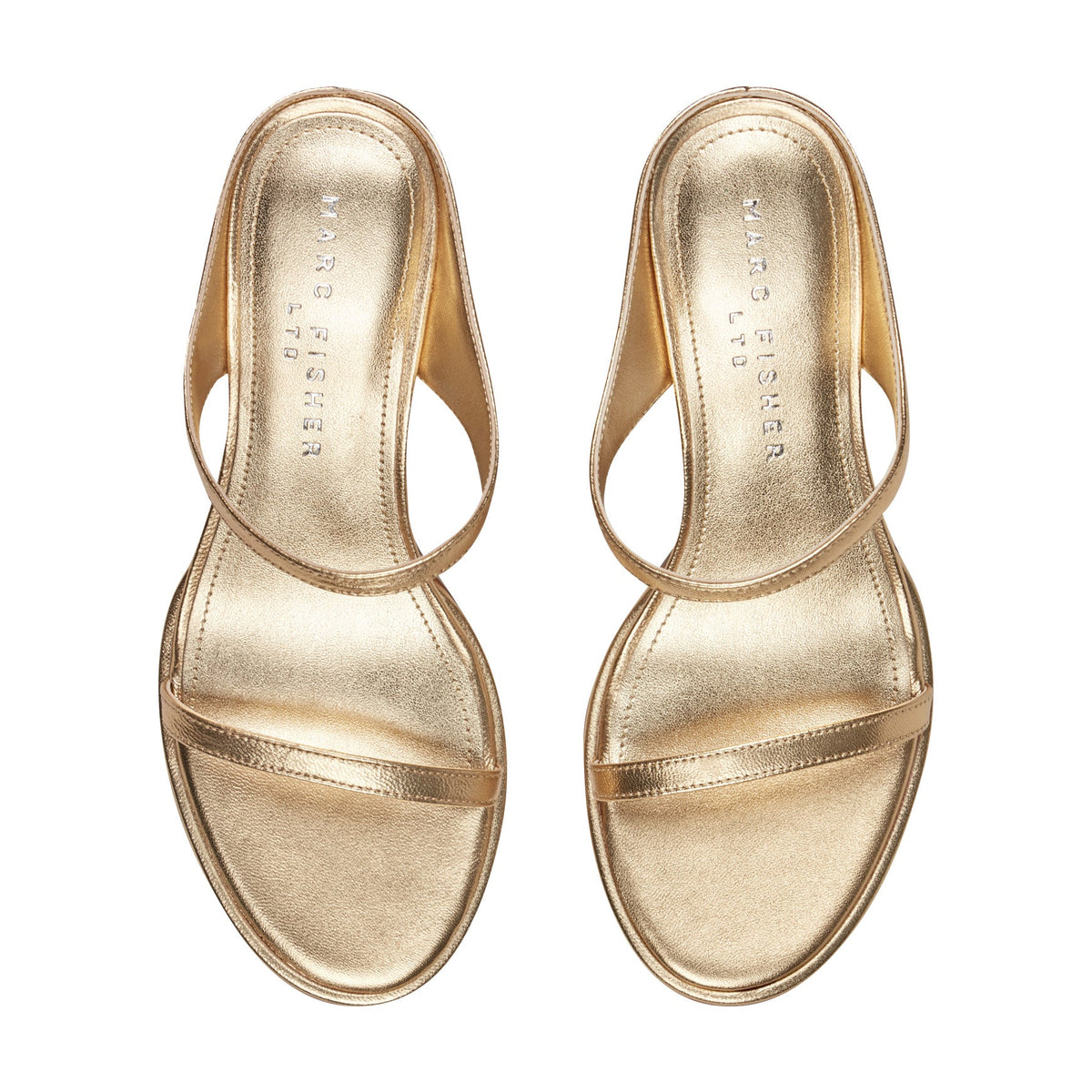 Alonde Leather Heeled Slide Sandal - Gold Leather | Marc Fisher