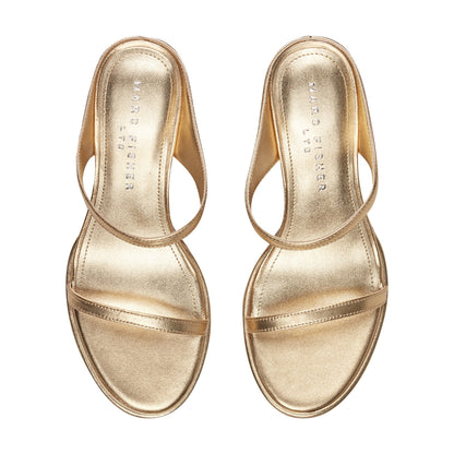 Alonde Leather Heeled Slide Sandal - Gold Leather | Marc Fisher