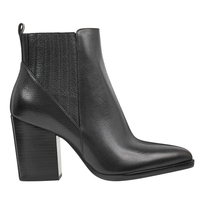 Alva Pointy Toe Leather Bootie - Black Leather | Marc Fisher
