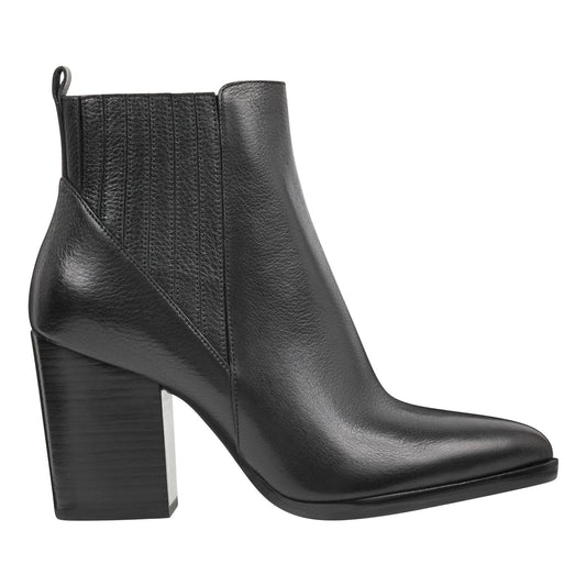 Alva Pointy Toe Leather Bootie - Black Leather | Marc Fisher