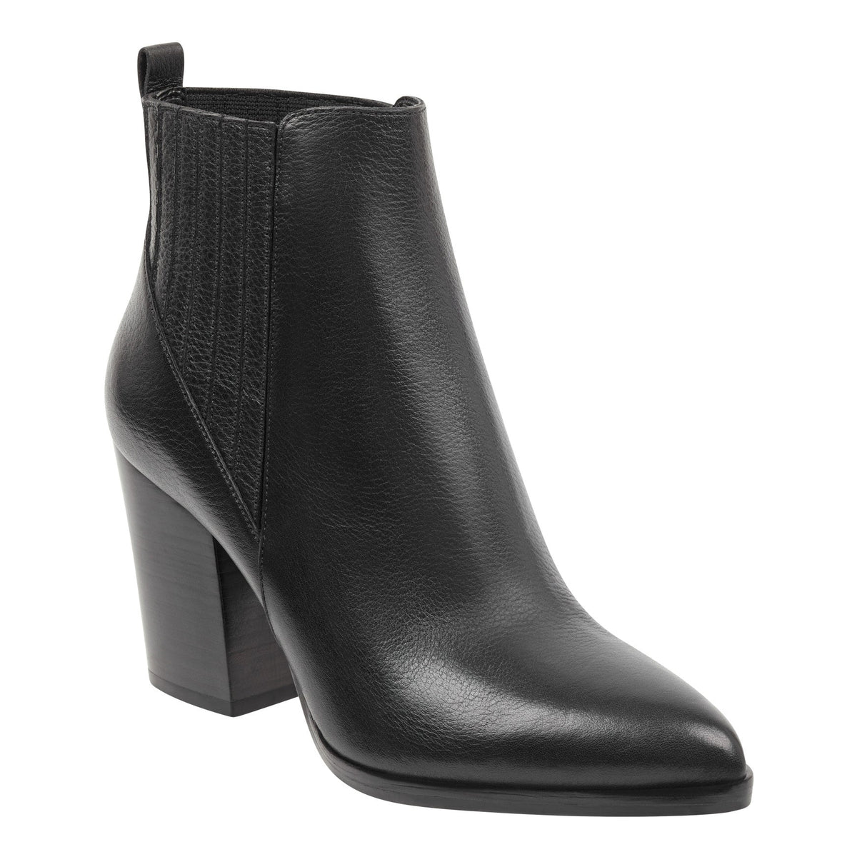 Alva Pointy Toe Leather Bootie - Black Leather | Marc Fisher