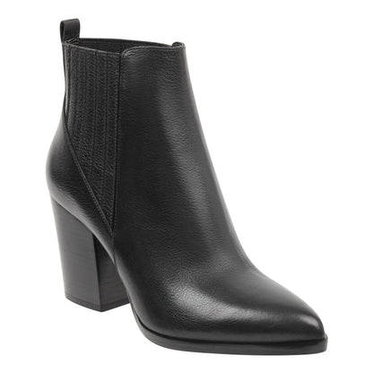 Alva Pointy Toe Leather Bootie - Black Leather | Marc Fisher