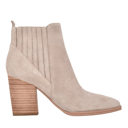 Alva Pointy Toe Leather Bootie - Light Natural Suede | Marc Fisher