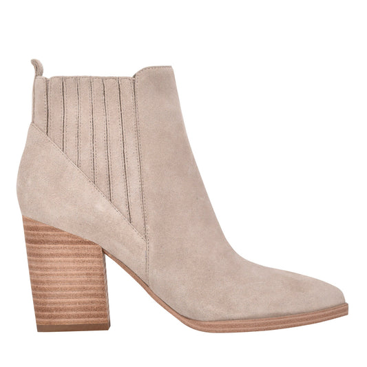 Alva Pointy Toe Leather Bootie - Light Natural Suede | Marc Fisher