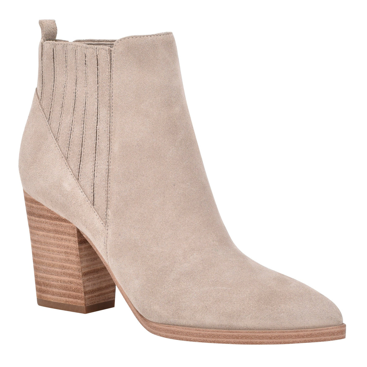 Alva Pointy Toe Leather Bootie - Light Natural Suede | Marc Fisher