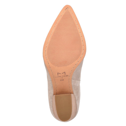 Alva Pointy Toe Leather Bootie - Light Natural Suede | Marc Fisher
