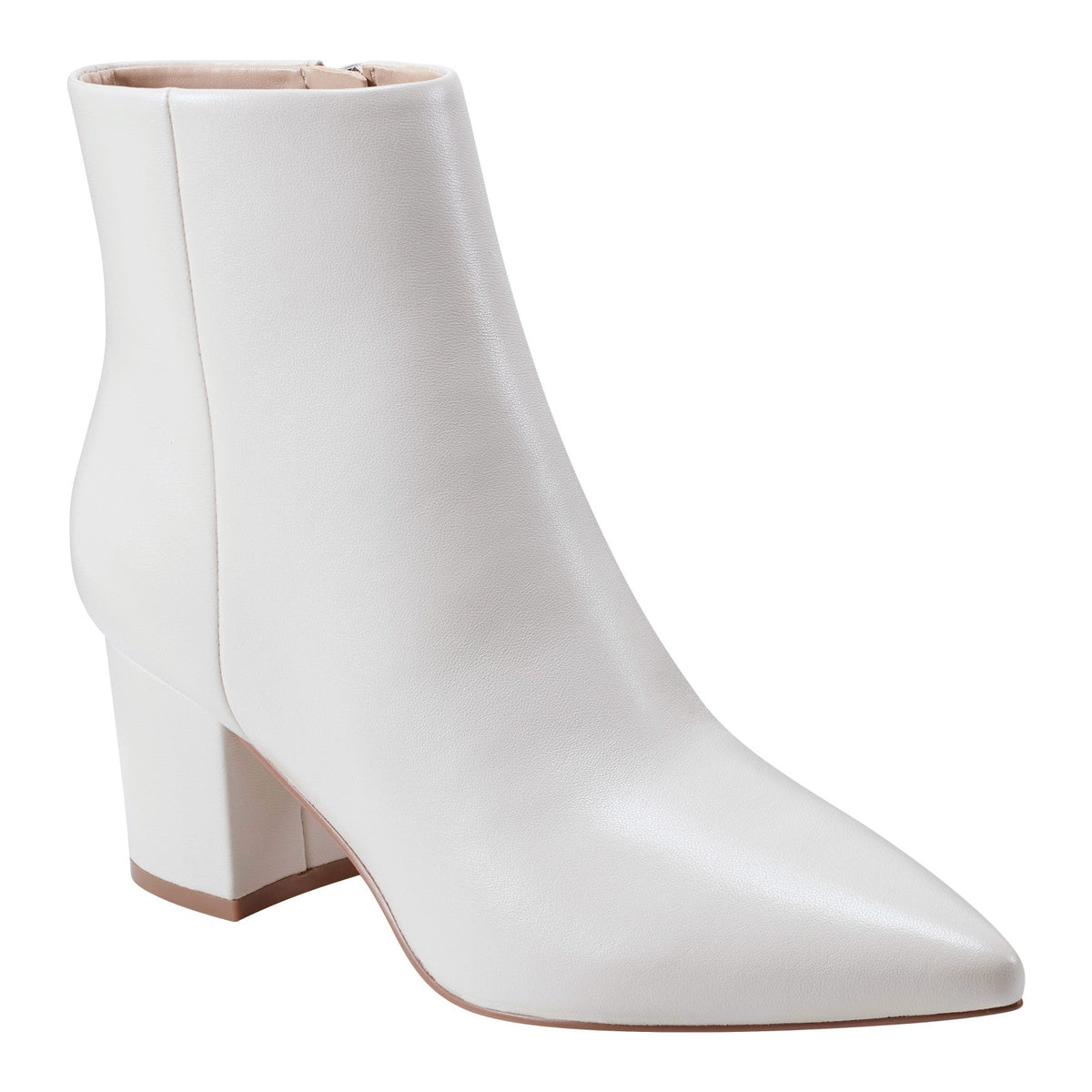 Jarli Pointy Leather Ankle Bootie - Ivory Leather | Marc Fisher
