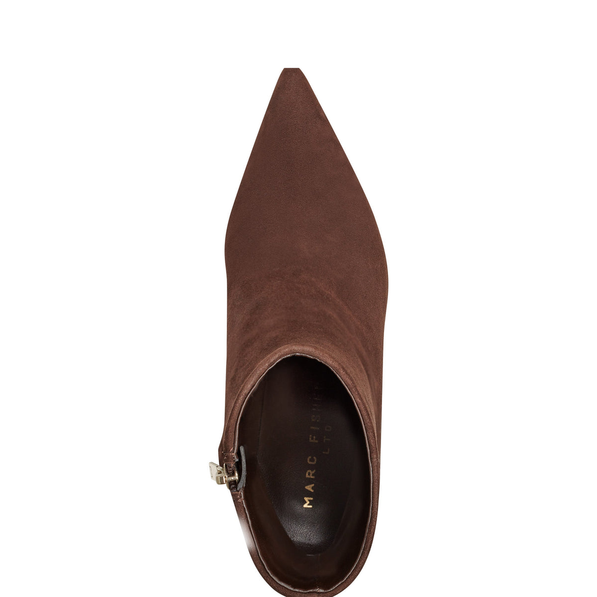 Elynna Block Heel Leather Bootie - Dark Brown Suede | Marc Fisher
