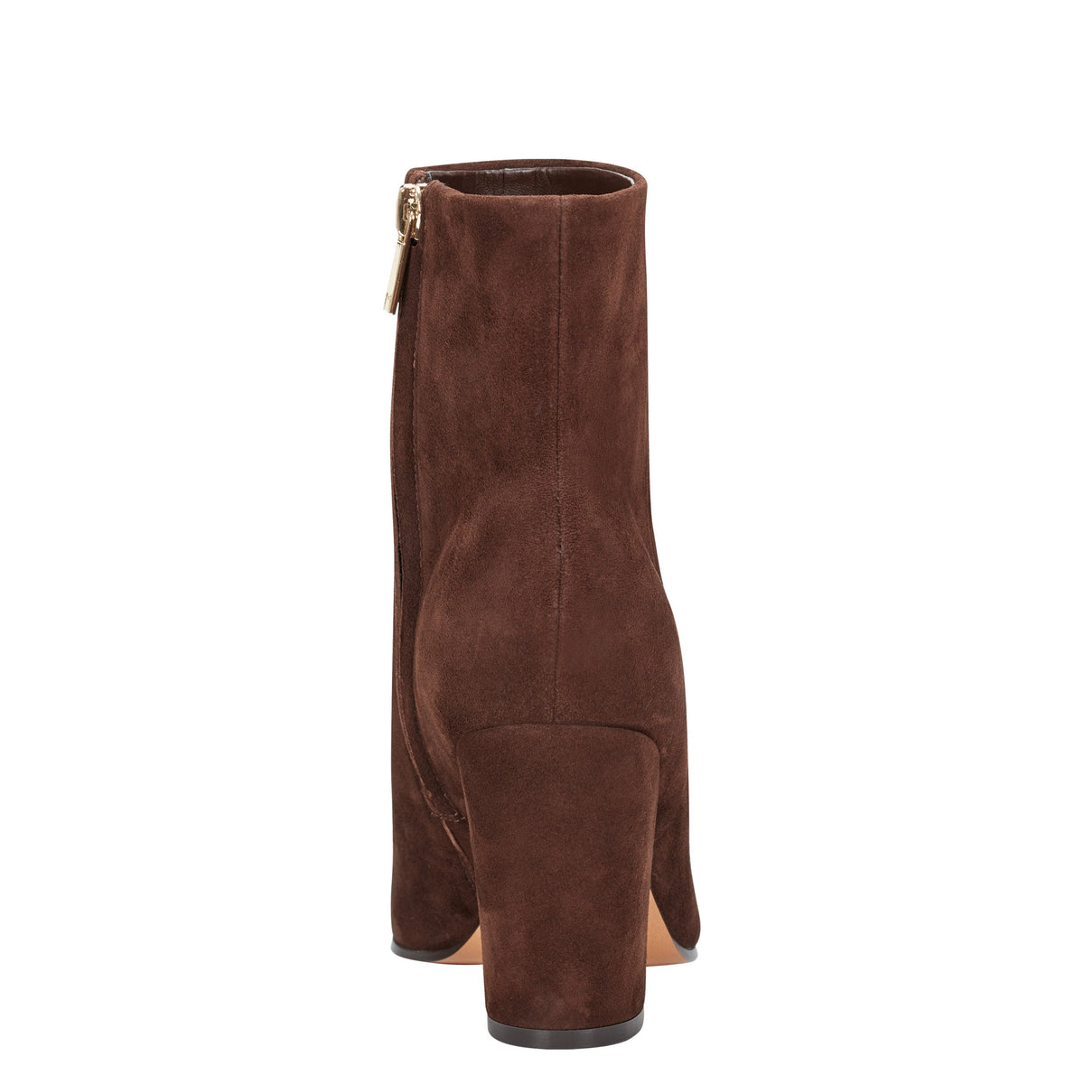 Elynna Block Heel Leather Bootie - Dark Brown Suede | Marc Fisher
