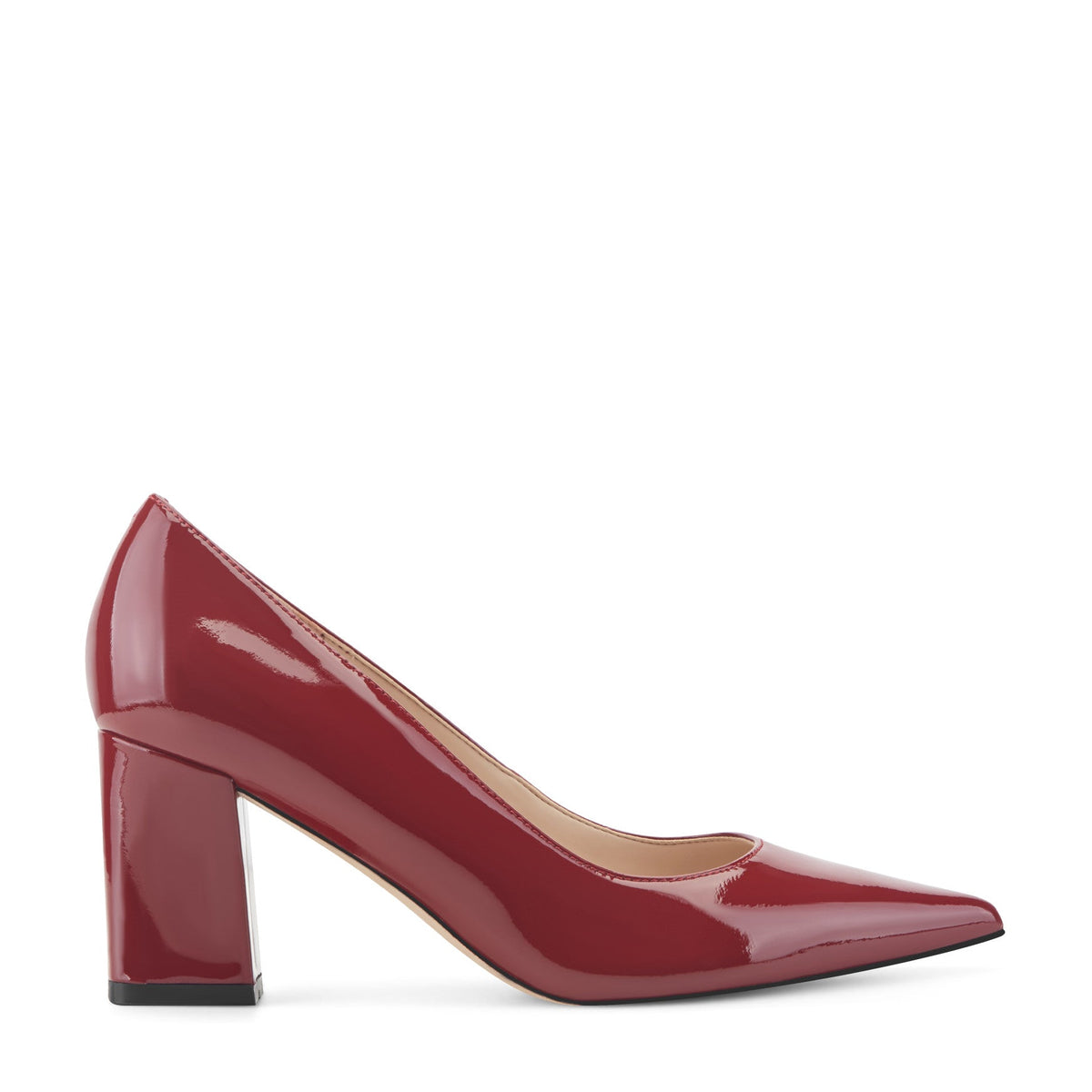 Zala Block Heel Pointy Toe Pump - Red Patent Leather | Marc Fisher