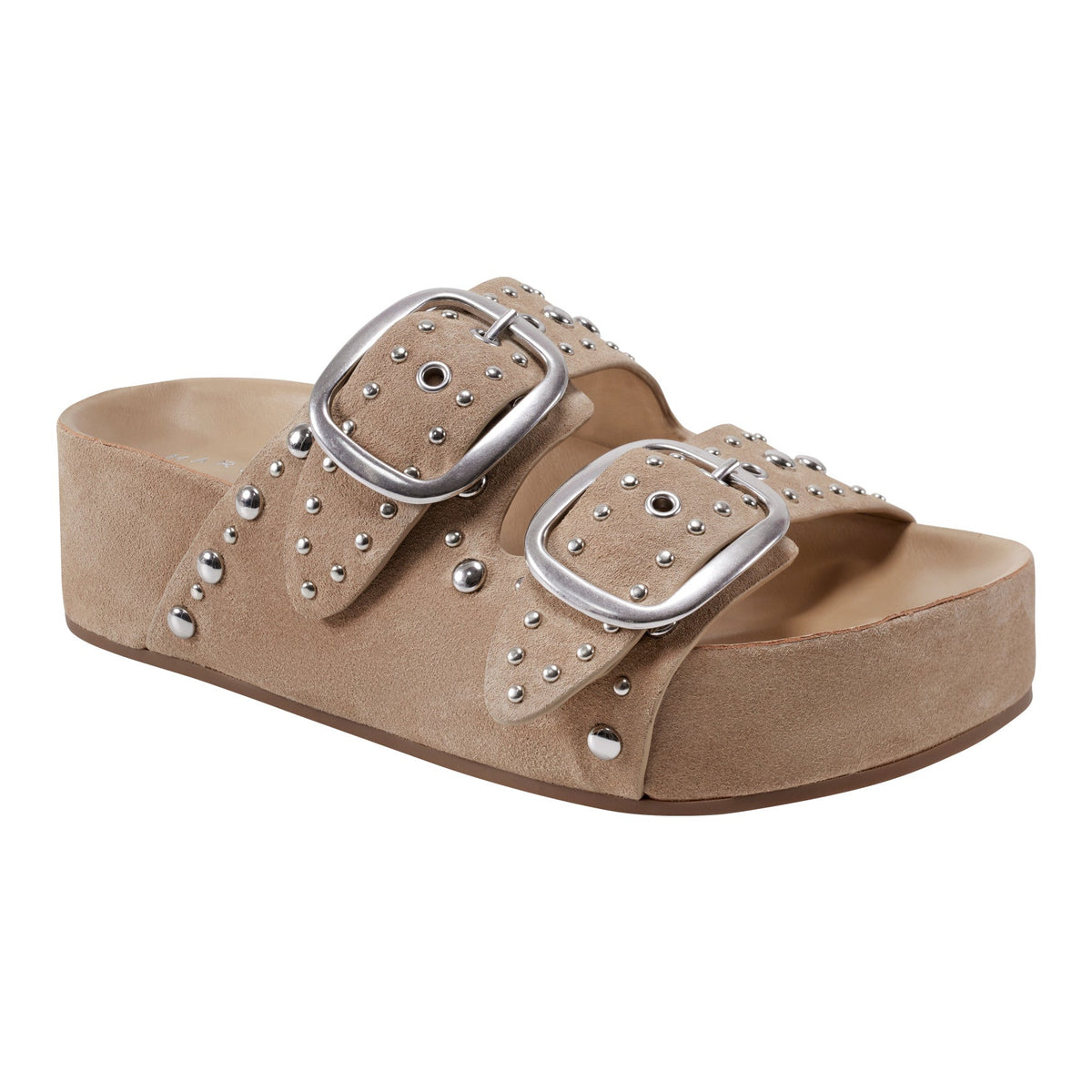 Sayge Studded Suede Footbed Sandal - Natural Suede | Marc Fisher