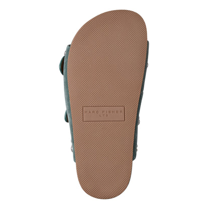 Sayge Studded Suede Footbed Sandal - Green Suede | Marc Fisher