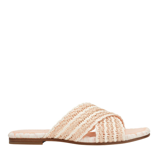 Nylie Flat Sandal - Natural/White | Marc Fisher