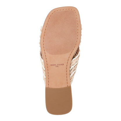 Nylie Flat Sandal - Natural/White | Marc Fisher