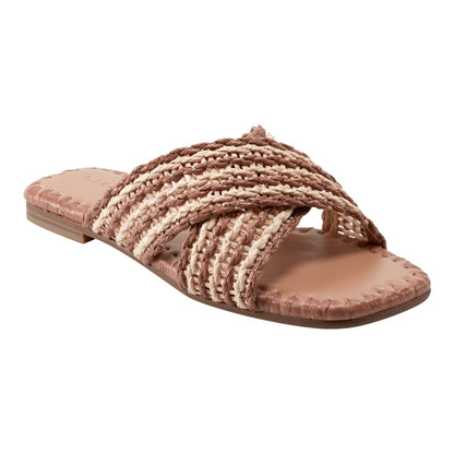 Nylie Flat Sandal - Natural/Brown | Marc Fisher