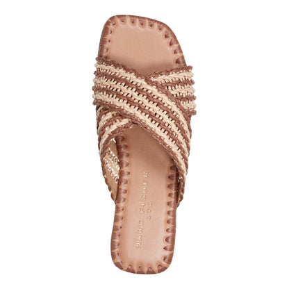 Nylie Flat Sandal - Natural/Brown | Marc Fisher
