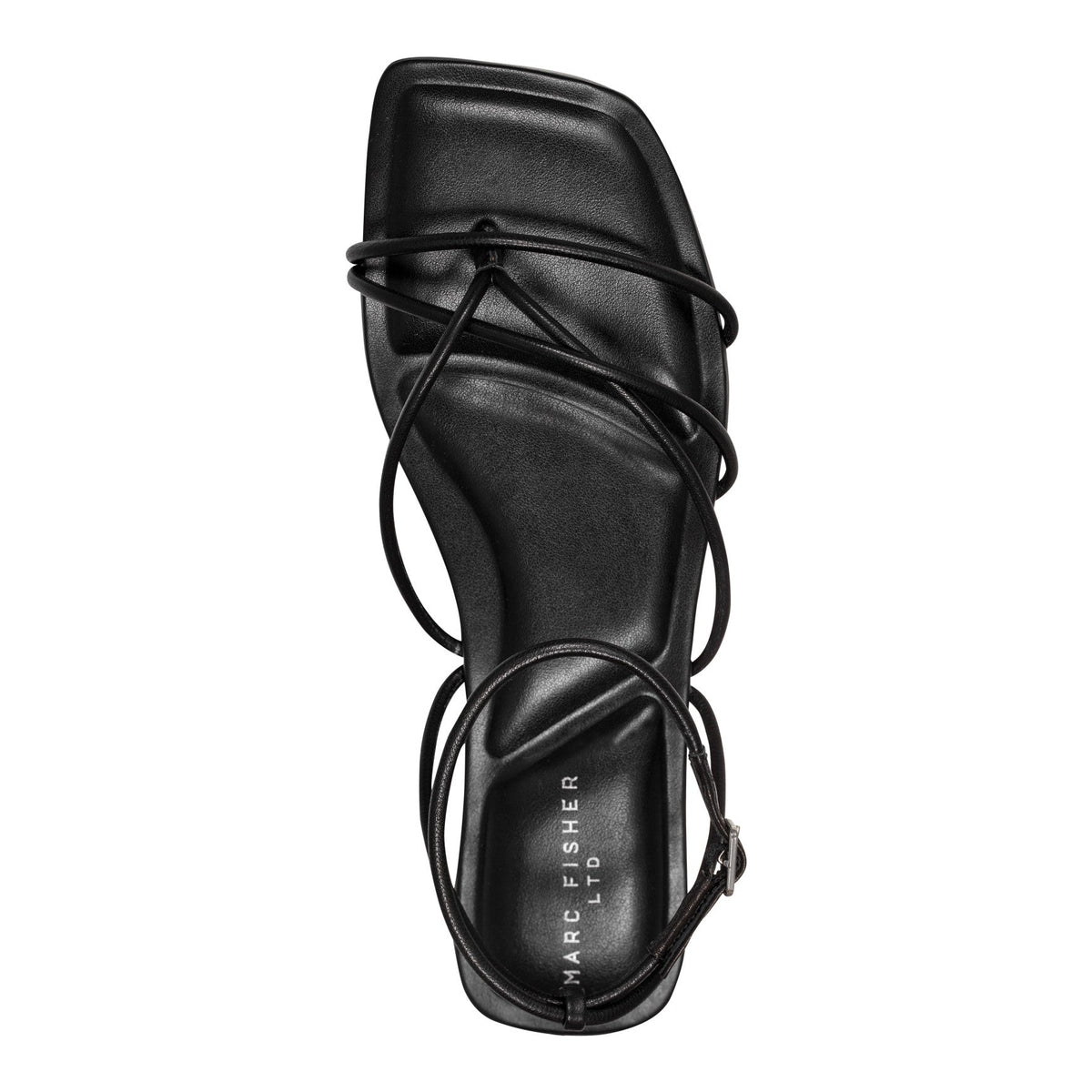 Mayte Strappy Leather Flat Sandal - Black Leather | Marc Fisher