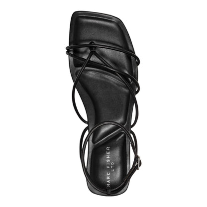 Mayte Strappy Leather Flat Sandal - Black Leather | Marc Fisher