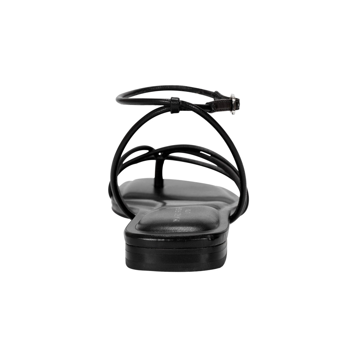 Mayte Strappy Leather Flat Sandal - Black Leather | Marc Fisher