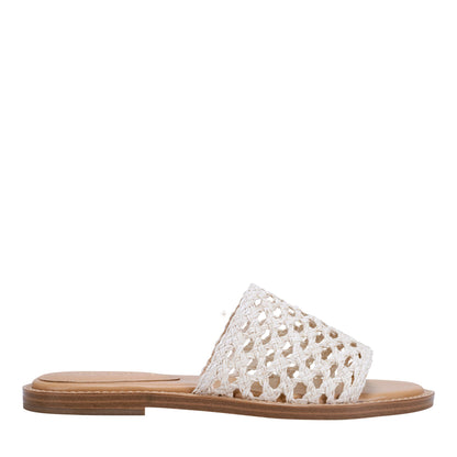 Glynne Woven Flat Sandal - White | Marc Fisher