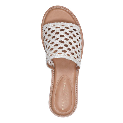Glynne Woven Flat Sandal - White | Marc Fisher