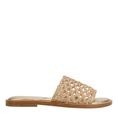 Glynne Woven Flat Sandal - Gold | Marc Fisher
