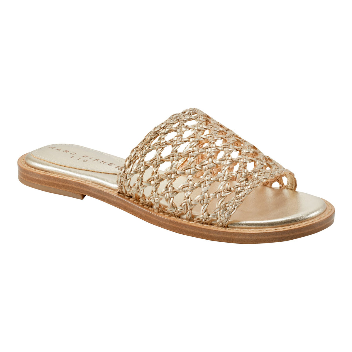 Glynne Woven Flat Sandal - Gold | Marc Fisher
