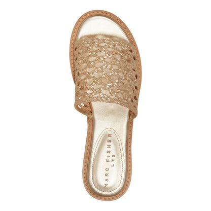 Glynne Woven Flat Sandal - Gold | Marc Fisher