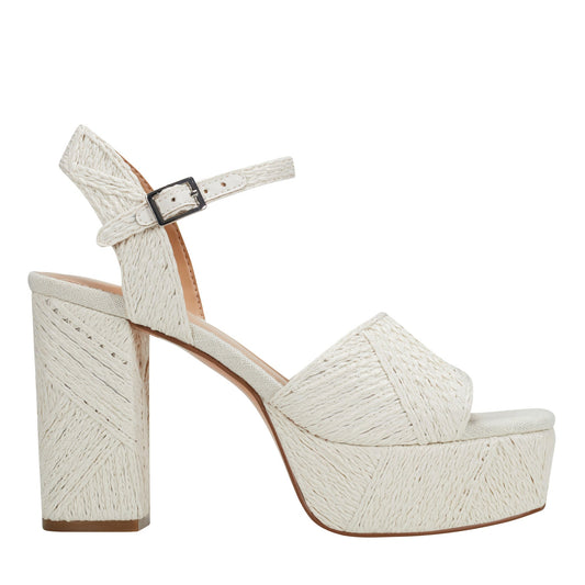 Calyn Platform Sandal - White Raffia | Marc Fisher