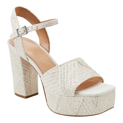 Calyn Platform Sandal - White Raffia | Marc Fisher