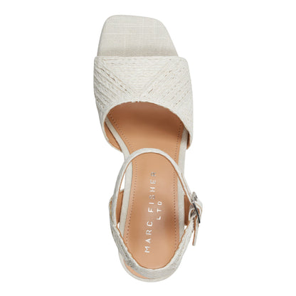 Calyn Platform Sandal - White Raffia | Marc Fisher