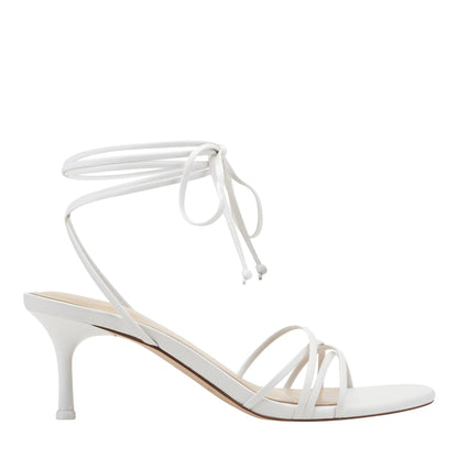 Gineva Leather Ankle Wrap Sandal - White Leather | Marc Fisher